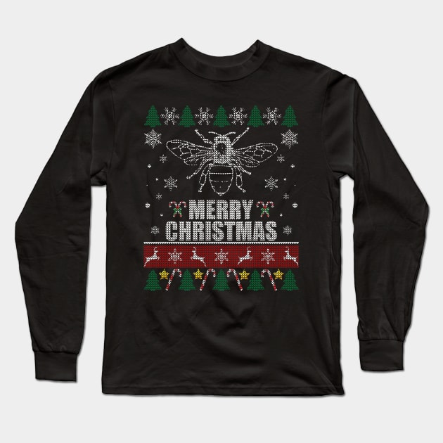 Honey Bee Beekeeper Christmas Long Sleeve T-Shirt by Sleazoid